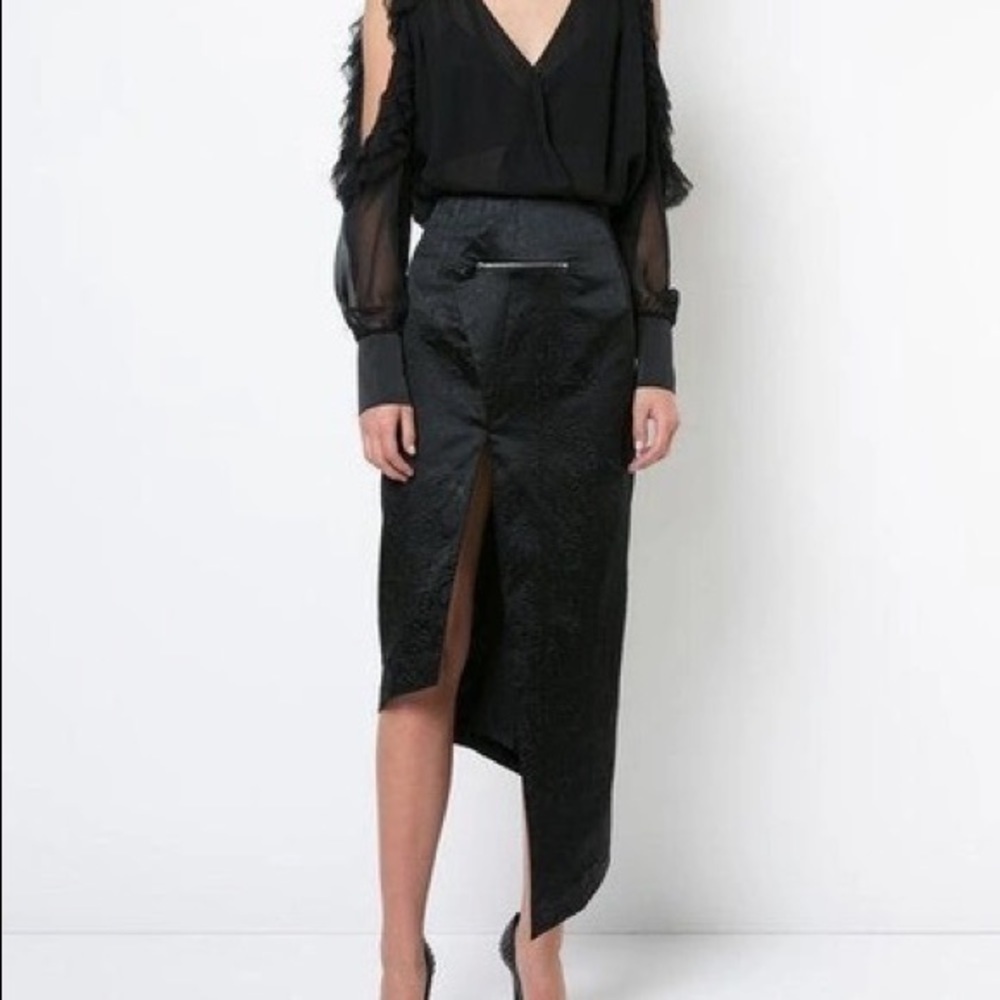 NWT Thomas Wylde Pollen Asymmetric Midi Skirt in Beesting Thorn Midnight Black